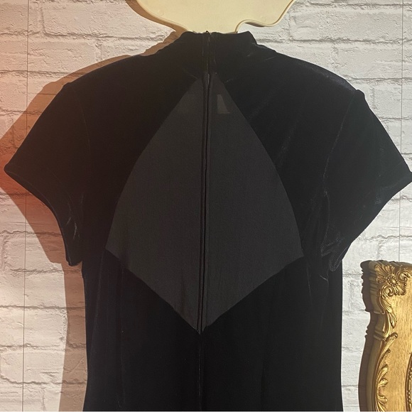 🎈SOLD 🚨VINTAGE DRESS Night Way Black Velvet Mesh Front & Back Long Maxi Dress - Picture 7 of 16